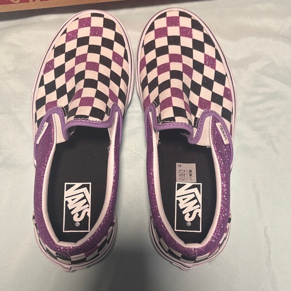 Vans Sparkling Purple and Black Checkered Slip-Ons - Picture 2 of 4